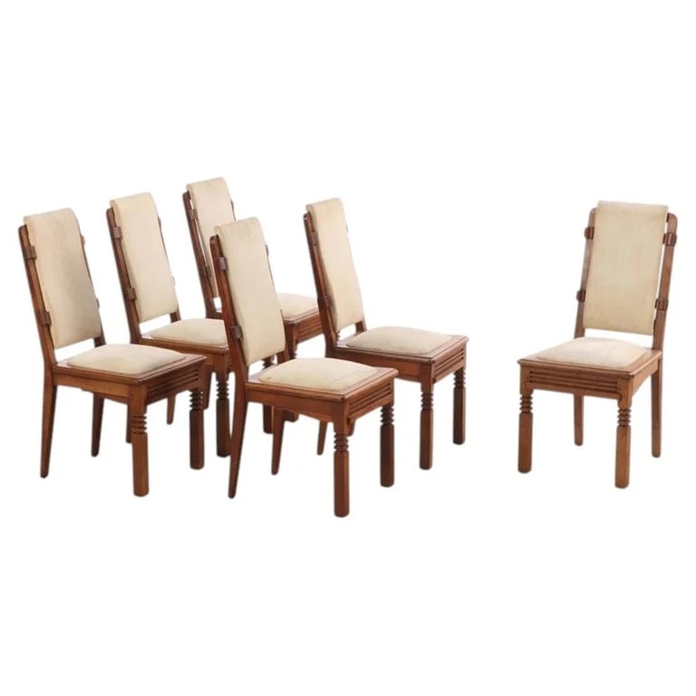 Charles Dudouyt — Set of Six French Dining By Charles Dudouyt, C 1940 — Furniture — resale