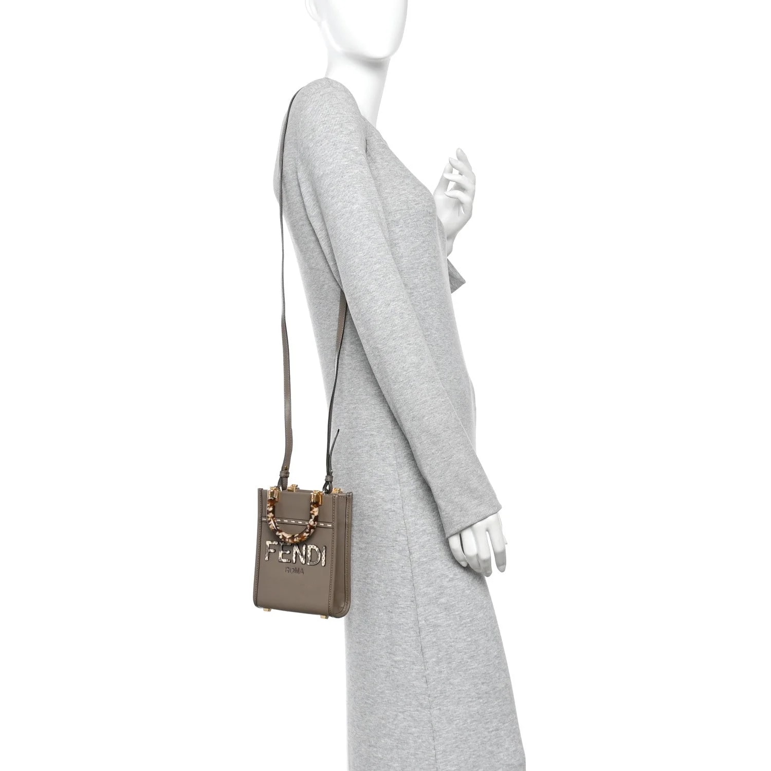 Vitello King Plexiglass Elaphe Print Logo Mini Fendi Sunshine Shopper Tartufo Daisy Roccia 2