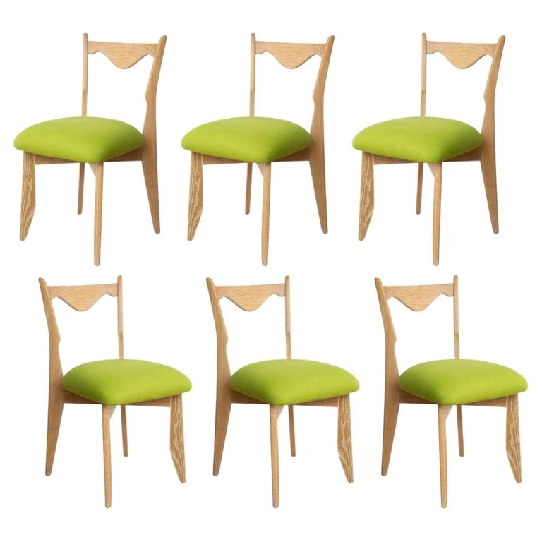 Guillerme et Chambron, Votre Maison — Set of Six Dining in Cerused Oak By Guillerme et Chambron, France — Furniture — resale