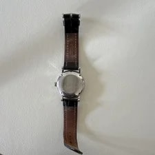 Patek Philippe Dress Moon Phase Day/Date Silver 18K Gold Black Leather 2