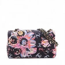 Chanel — Chanel Matelasse Fabric Single Flap Double Chain Camelia Metal Fi — Handbag — resale