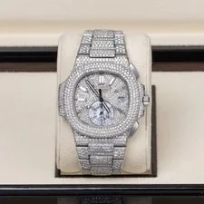 Patek Philippe 5980/1A-019 Nautilus Aftermarket Diamonds Iced Out 40.5mm 3
