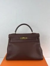 Auth Hermes Kelly 32 Cacao HW With Strap Rank AB 2