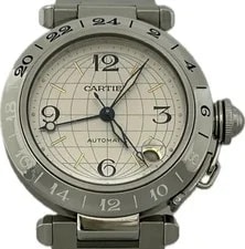 Cartier Pasha C GMT W31029M7 2377 Stainless Steel 35mm Silver Dial #WJW312 3