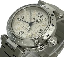 Cartier Pasha C GMT W31029M7 2377 Stainless Steel 35mm Silver Dial #WJW312 4
