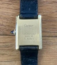 Cartier 1980s Tank Gold-Plated Black Leather Strap 2