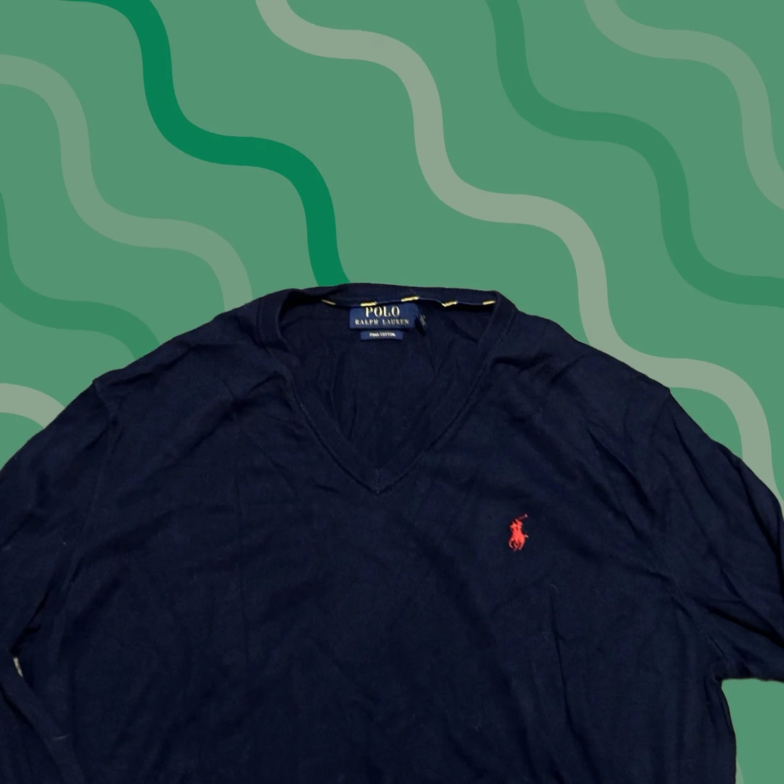 Polo Ralph Lauren — Original Title: Polo Ralph Lauren Sweatshirt Large Pullover V Neck Pima Cotton Pony — streetwear — resale