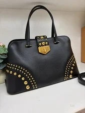 Authentic Prada Studded Lock Hand & Crossbody 4