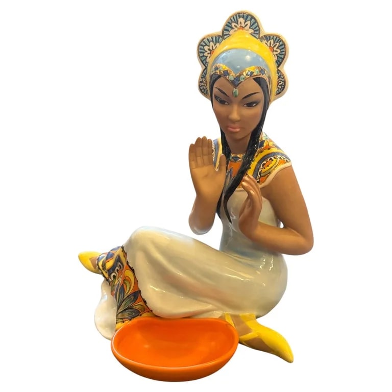 1950s. Hand-Painted Porcelain Oriental Woman Figure By Ronzan — Furniture — resale