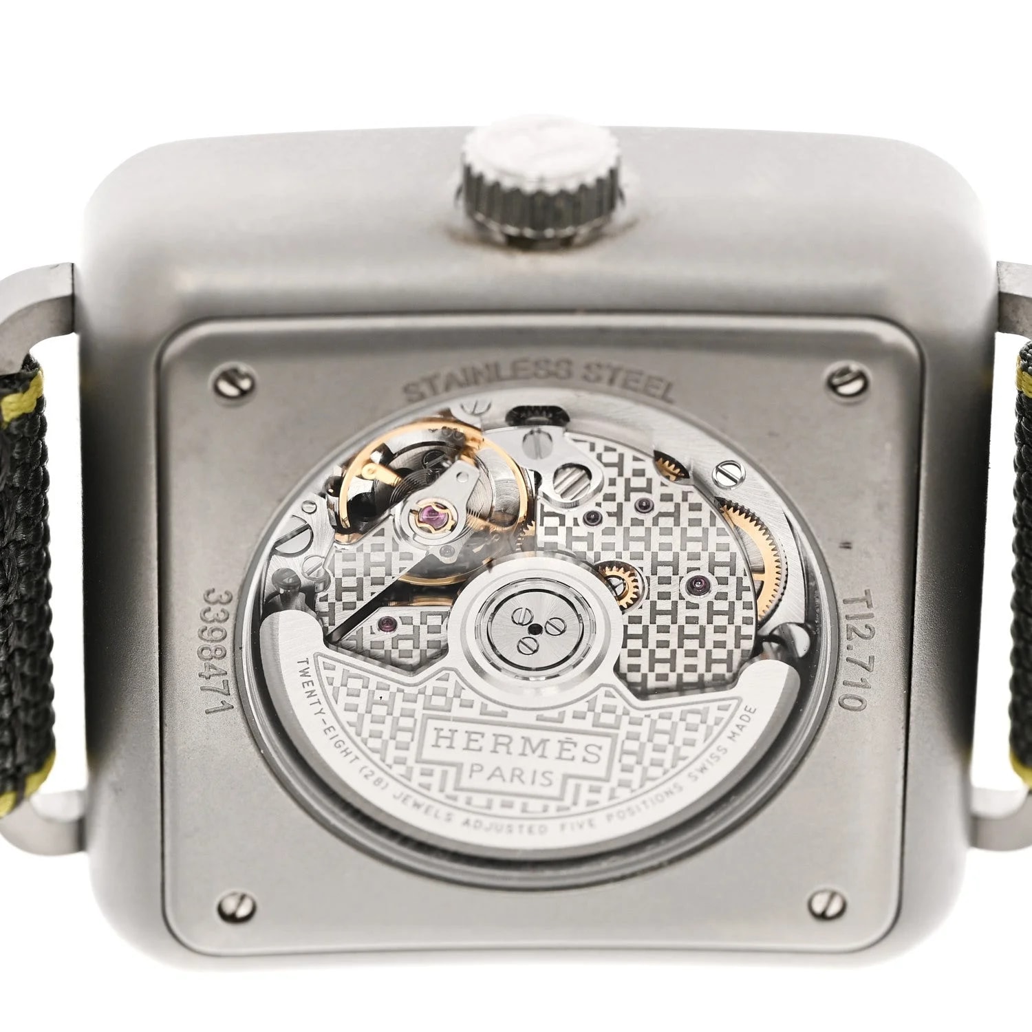 Stainless Steel Fabric 38mm Carre H Automatic Gris Perle 4