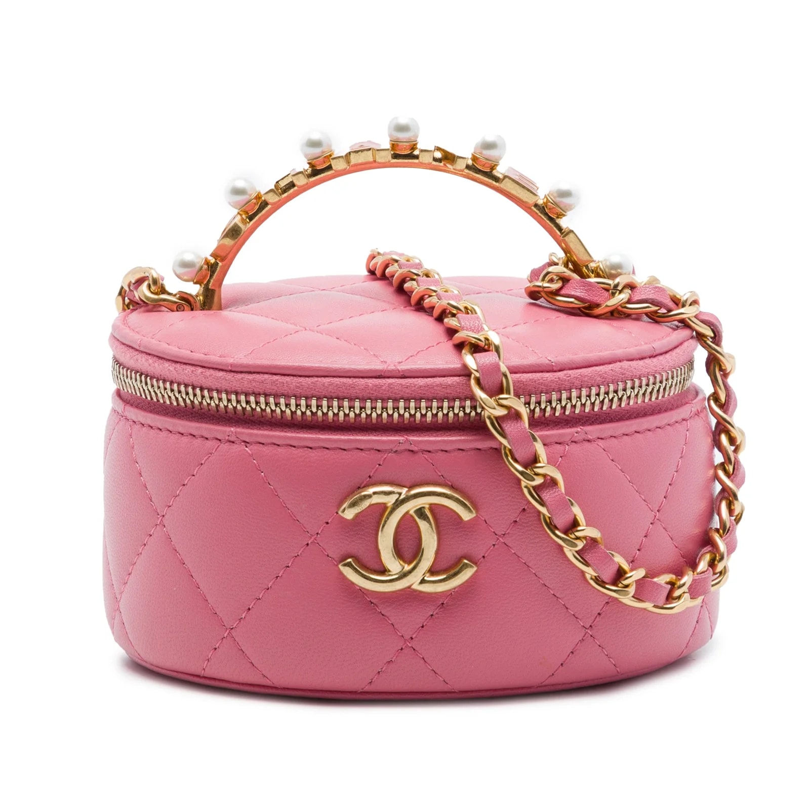 Chanel — CC Top Handle Vanity Case With Chain — Handbag — resale