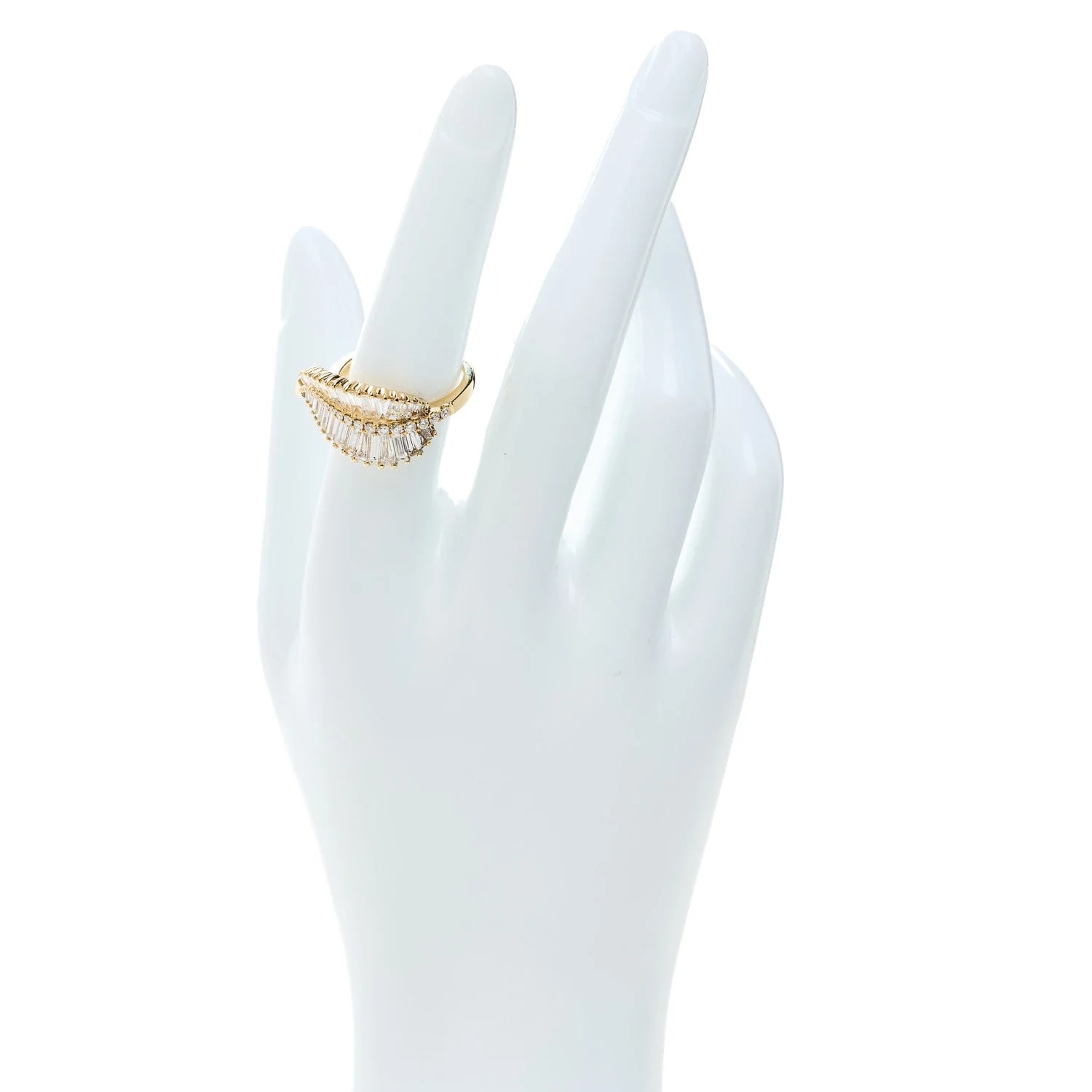 18K Yellow Gold Sideways Palm Leaf 53 6.5 2