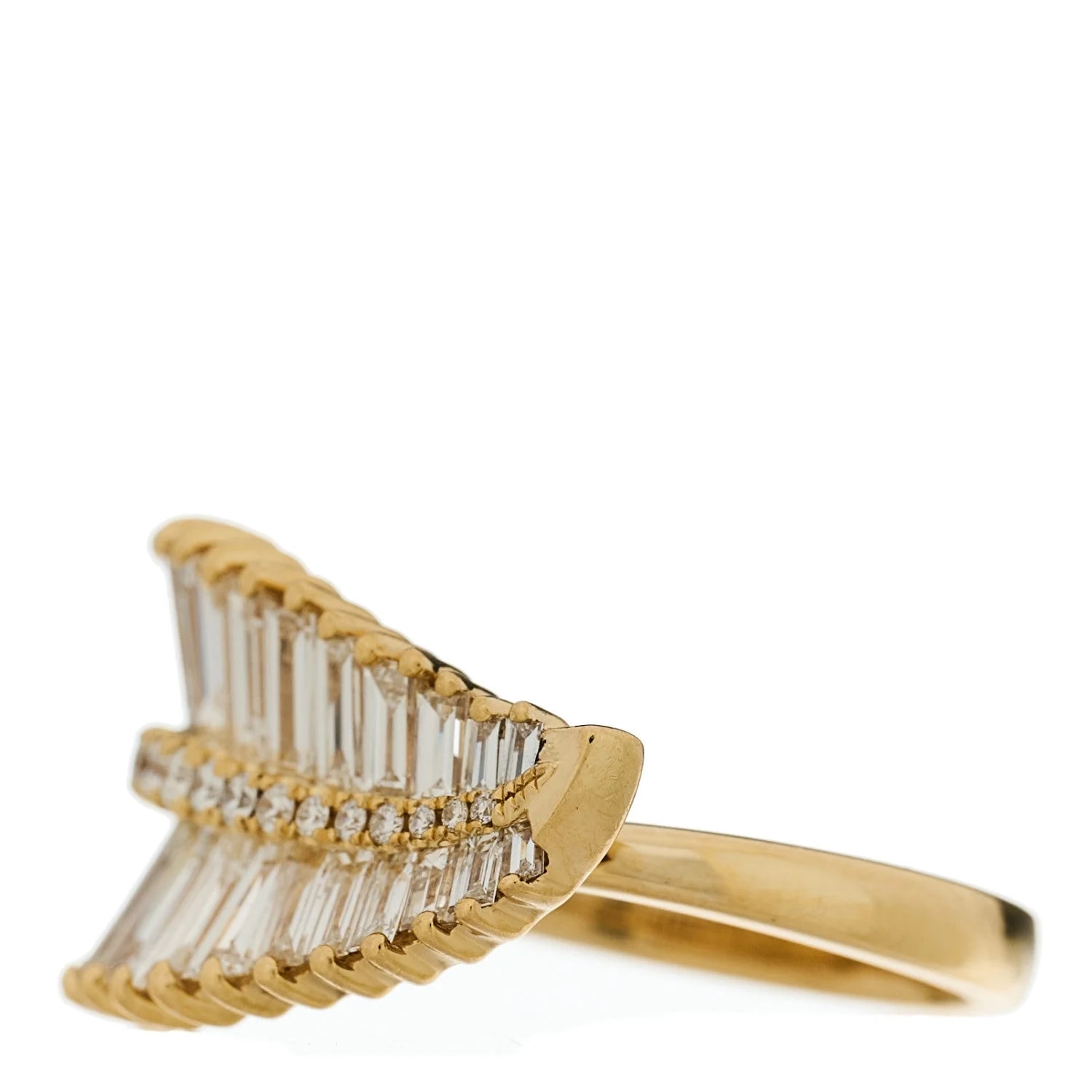 18K Yellow Gold Sideways Palm Leaf 53 6.5 3