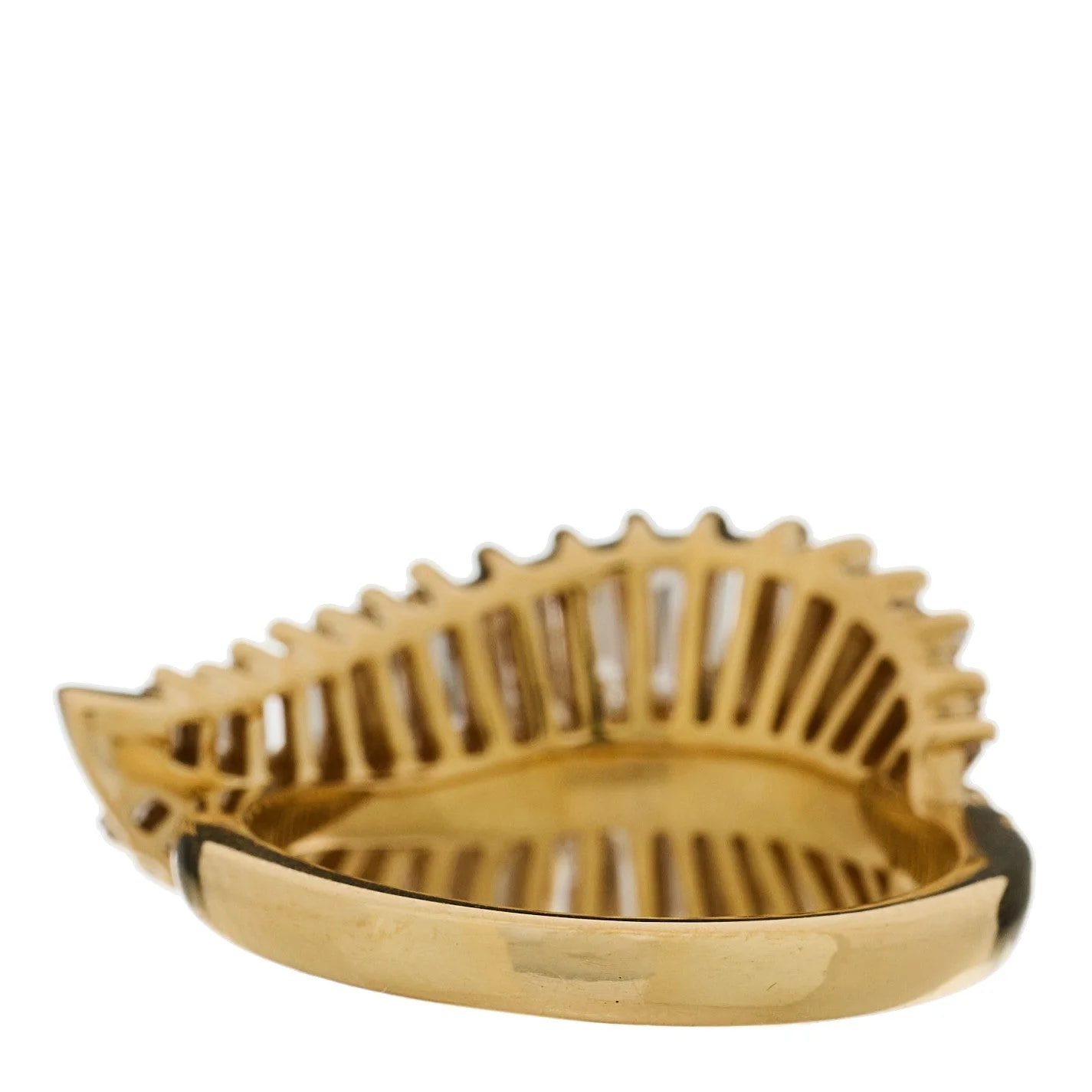 18K Yellow Gold Sideways Palm Leaf 53 6.5 4