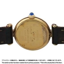 Cartier Quartz Must 590002 Gold Plated / Leather 24mm Black Dial #TZW562 3