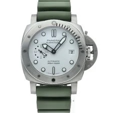 Panerai Submersible 42mm PAM01590 Stainless Steel / Leather mensWatch White 2