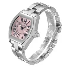 Cartier Roadster Small Pink Roman Dial Steel W62017V3 Papers 4