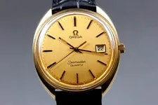 [Exc+5] Omega Seamaster Cal.1342 Date Gold Quartz From Japan 2