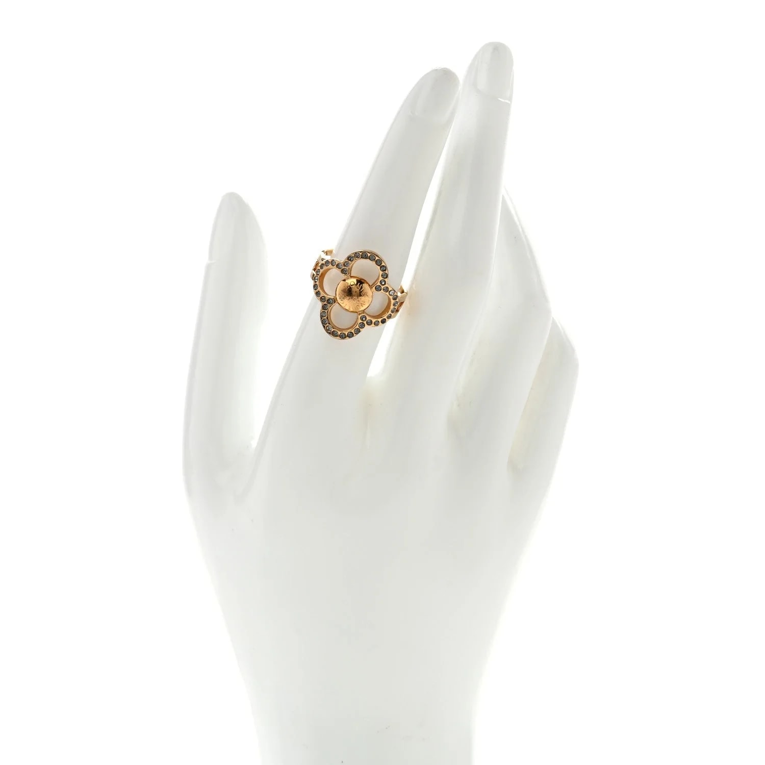Strass Encrusted Flower Power Ring L 2