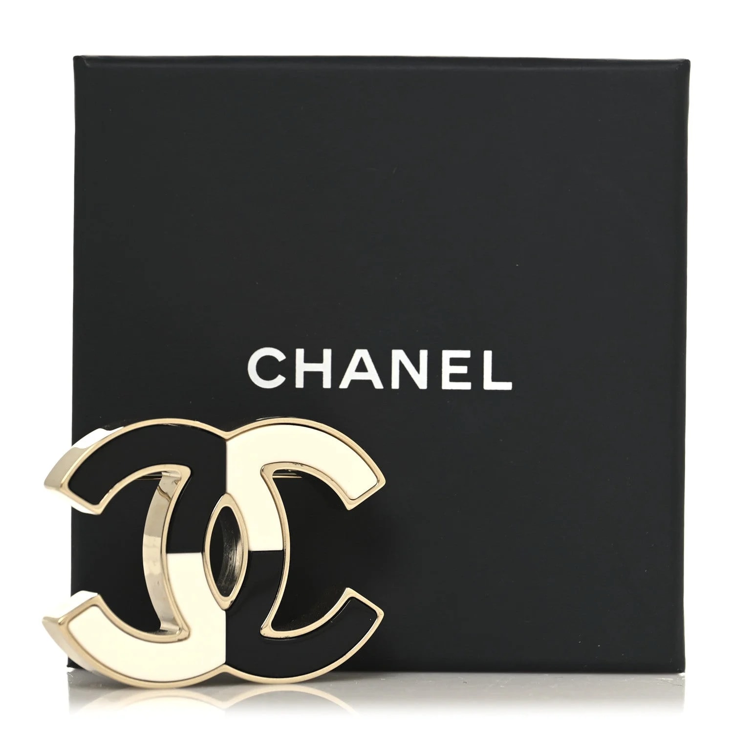 Enamel CC Brooch White Gold 4