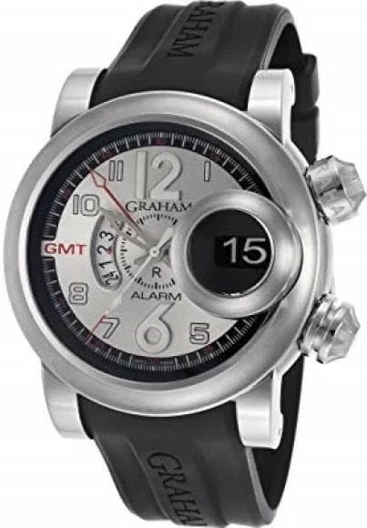 Worldofluxuryus — Graham Swordfish Grillo Alarm GMT Stainless Steel — Watch — resale