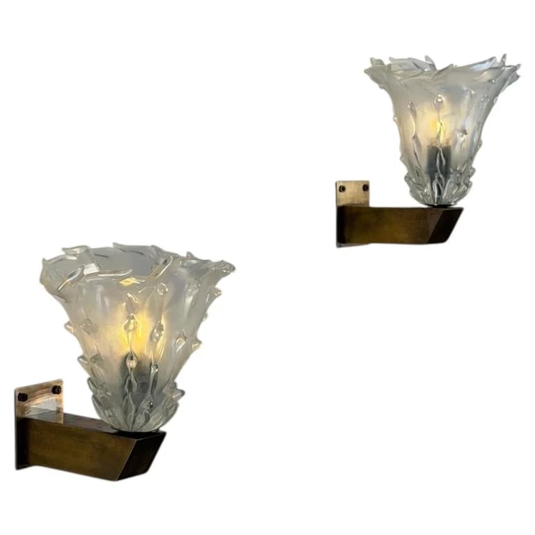 Barovier&Toso, Ercole Barovier — Ercole Barovier, "Medusa Piccola" Art Deco Wall Sconces, Murano, Circa 1940 — lighting — resale