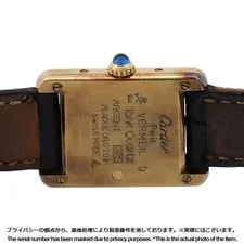 Cartier Tank Must W1004054 Gold Plated / Leather 27mm Quartz #TZW484 3
