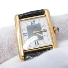 Cartier Tank Must W1004054 Gold Plated / Leather 27mm Quartz #TZW484 4