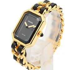 Chanel Premi Re S GP (Gold Plated) Leather Black H0001 Fr 2