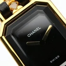 Chanel Premi Re S GP (Gold Plated) Leather Black H0001 Fr 3