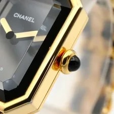 Chanel Premi Re S GP (Gold Plated) Leather Black H0001 Fr 4