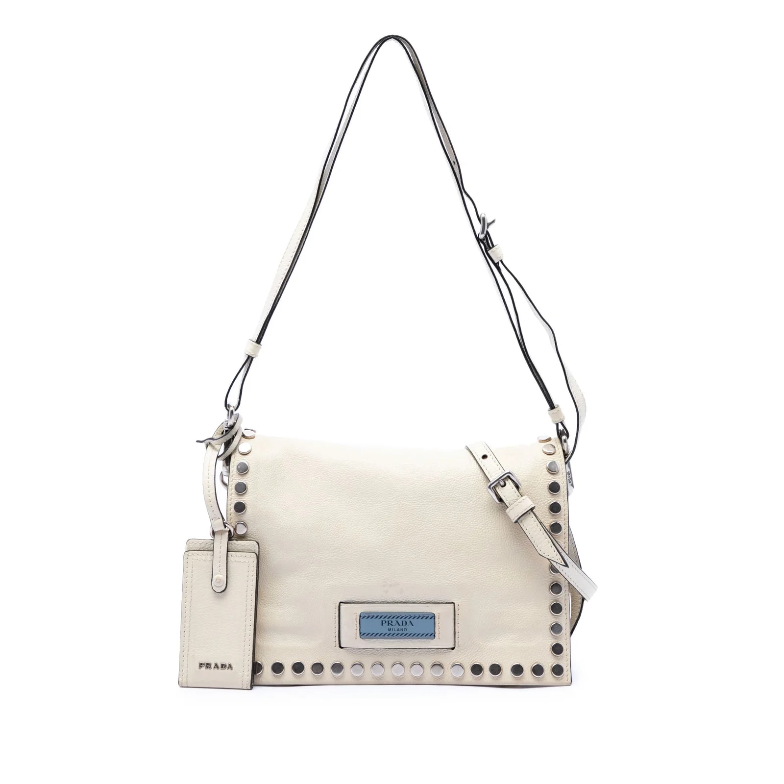 Prada — Glace Studded Etiquette Flap — Handbag — resale