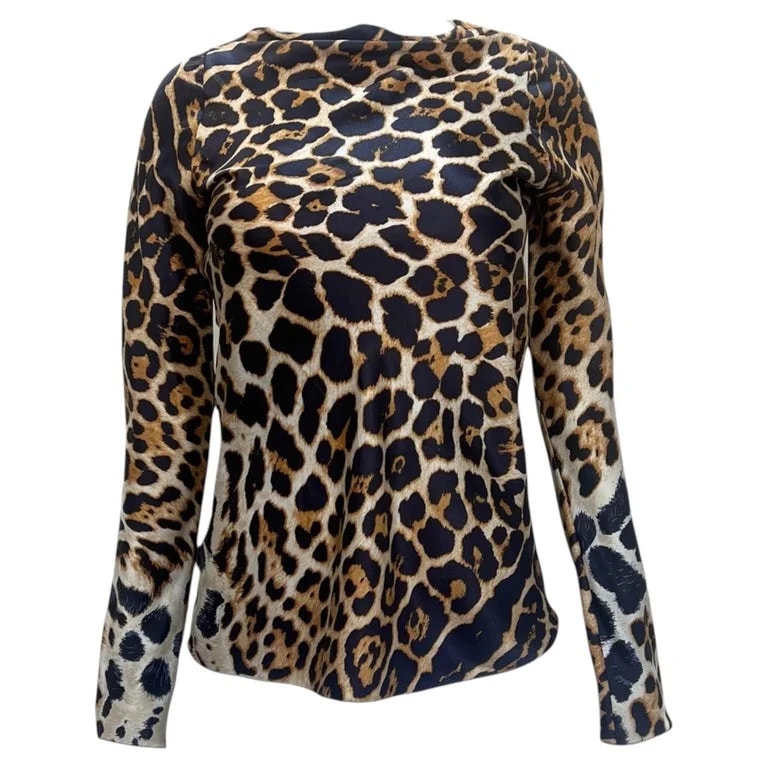 Tom Ford for Yves Saint Laurent, Yves Saint Laurent — Yves Saint Laurent Tom Ford Era Leopard Print Long Sleeve Blouse — Clothing — resale