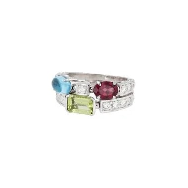 Bulgari — Articulated Bulgari Allegra Medium Model in White Gold, Diamonds and Precious Stones — Jewelry — resale