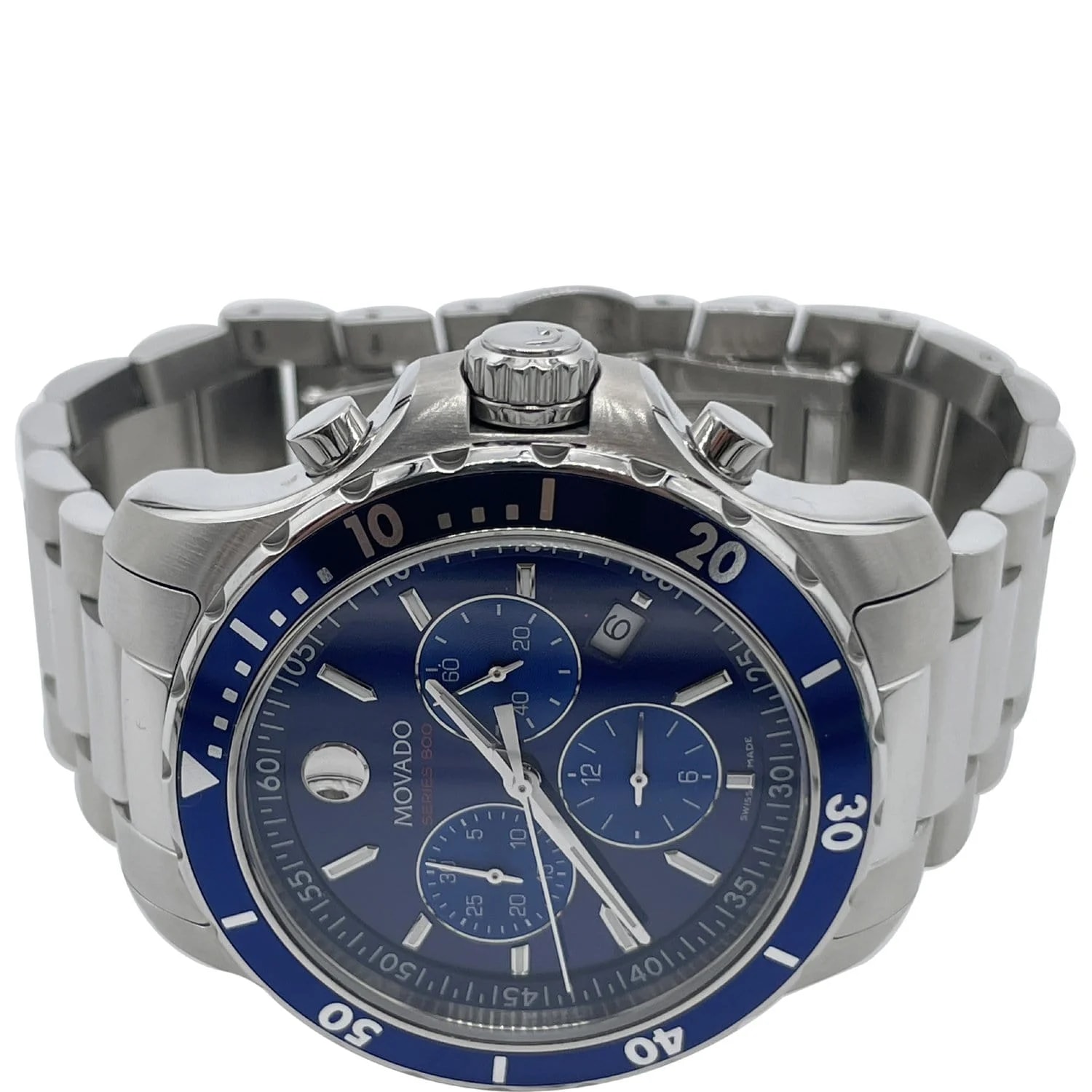 Movado — Movado Series 800 Chronograph Swiss Quartz SS Blue Dial 42MM — Watch — resale
