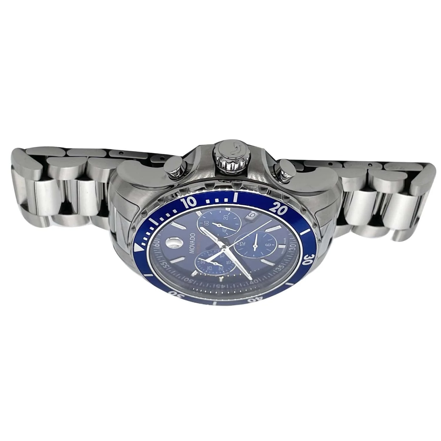 Movado Series 800 Chronograph Swiss Quartz SS Blue Dial 42MM 3