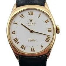 Rolex Cellini 18k Solid Gold 4129 Manual Wind White Roman Dial 25mm 4