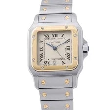 Cartier — Cartier Santos Galve LM 41mm 29mm Steel 18K Yellow Gold Ivory Dial W20011C4 — Watch — resale