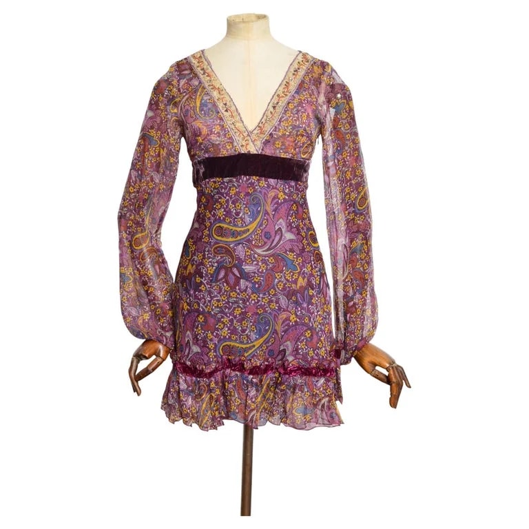 2000’s Boho Pure Floaty Beaded Paisley Tunic Mini Dress — Clothing — resale