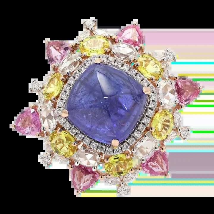 Chic Gemstone Cocktail Size 4 in 14k Yellow Gold, 18.52 Ct — Jewelry — resale