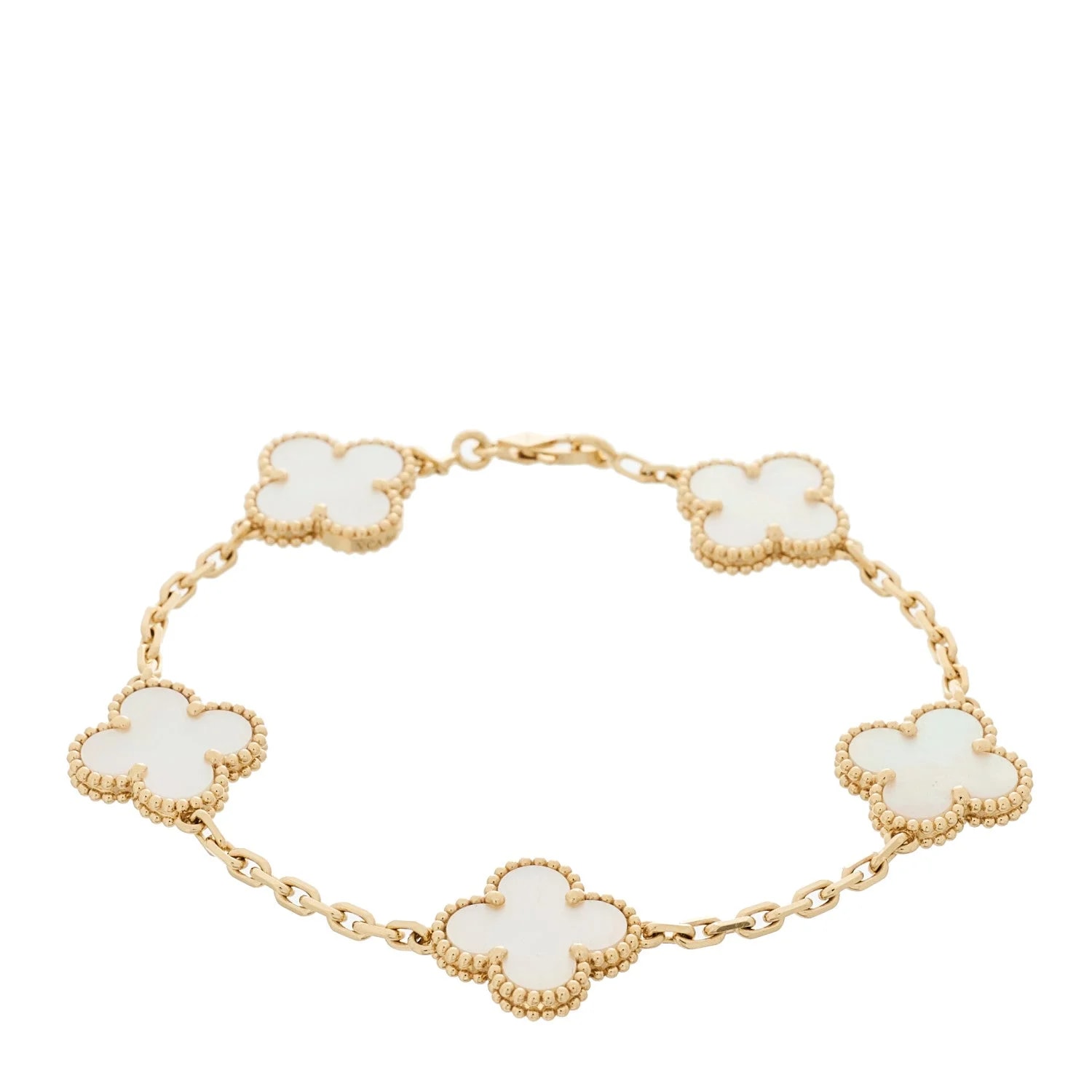 Van Cleef & Arpels — 18K Yellow Gold Mother of Pearl 10 Motifs Alhambra — Jewelry — resale