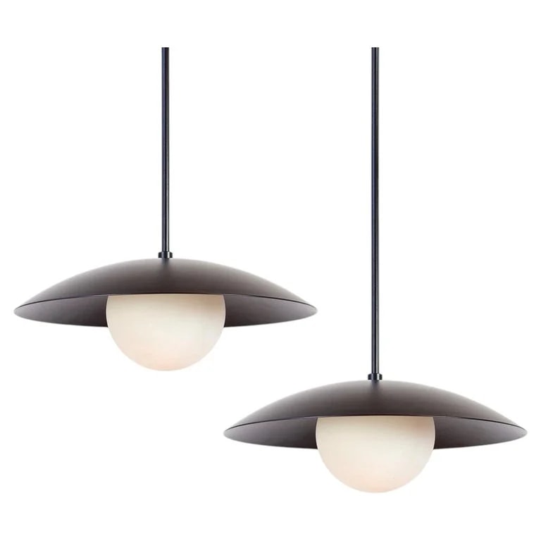 Research.Lighting — Pair of Dome Pendant Lights By Research.Lighting, Black, Made To Order — lighting — resale