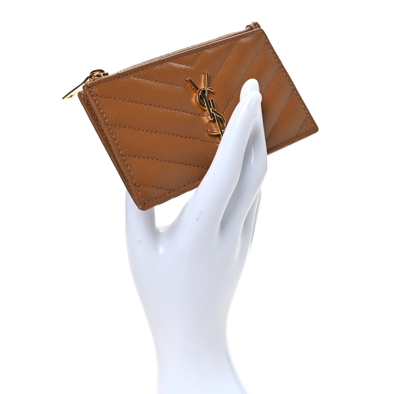Grain de Poudre Chevron Fragments Zippered Card Case Cork 2