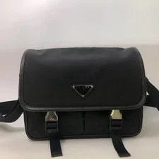 Prada — Prada Flap Enamel Triangle Metal Logo Messenger - Excellent #K8ZC34 — Handbag — resale