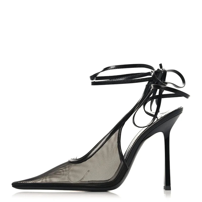 Saint Laurent — Tulle Oxails 110 Ankle Tie 36 — Designer Shoe — resale