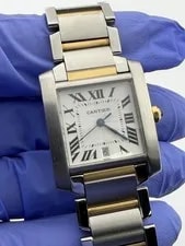 Cartier Tank Francaise 2302 W51005Q4 18k YG Two Tone Silver Dial Auto 28mm 4