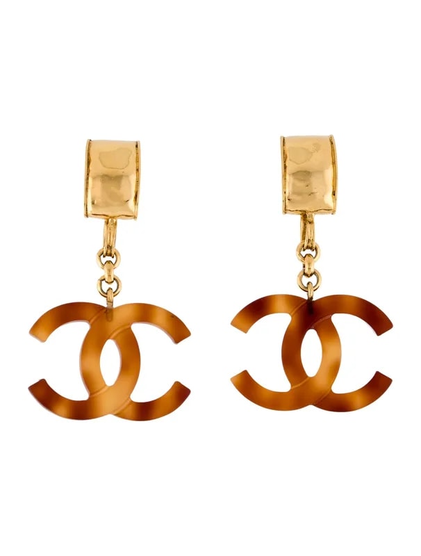 Chanel — Resin CC Drop Clip-On — Jewelry — resale
