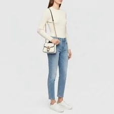 Gucci GG Marmont Torchon Mini Off WhiteNavy Matelasse Top Handle 2