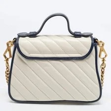 Gucci GG Marmont Torchon Mini Off WhiteNavy Matelasse Top Handle 4