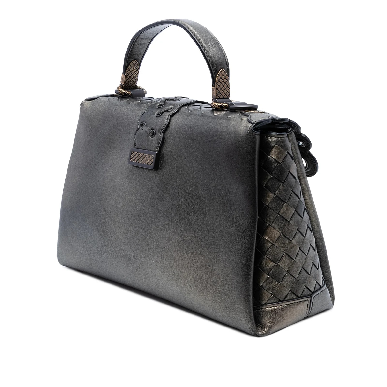 Small Trimmed Metallic Grommet Piazza Satchel 2